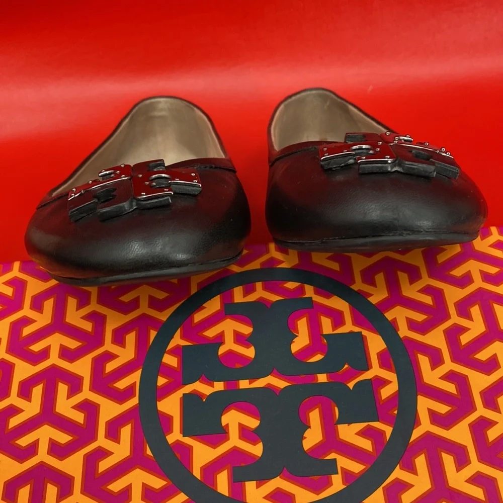 Tory Burch Lowell Black Leather Flats size 8M - Picture 14 of 16